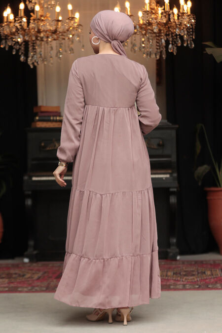 Modest Light Dusty Rose Long Sleeve Dress 22051AGK